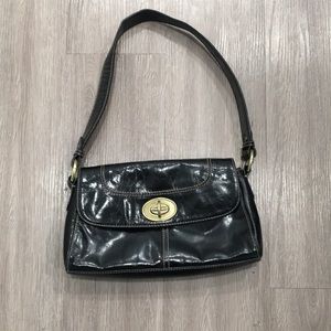 VTG Peck & Peck Black Patchwork Kisslock Patent Leather Purse